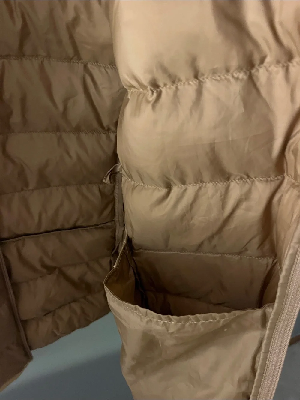 Cream/Brown Winter Puffer Coat